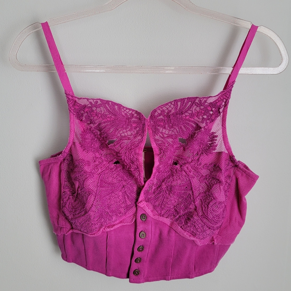Free People NWT Have My Heart Crop Top Raspberry Sherbert Size Large
